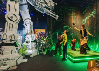 People exploring the LEGO® Star Wars: The Exhibition in Wellington