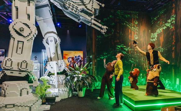 People exploring the LEGO® Star Wars: The Exhibition in Wellington