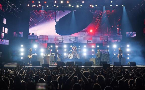 The foo Fighters on stage at Gilford NH.