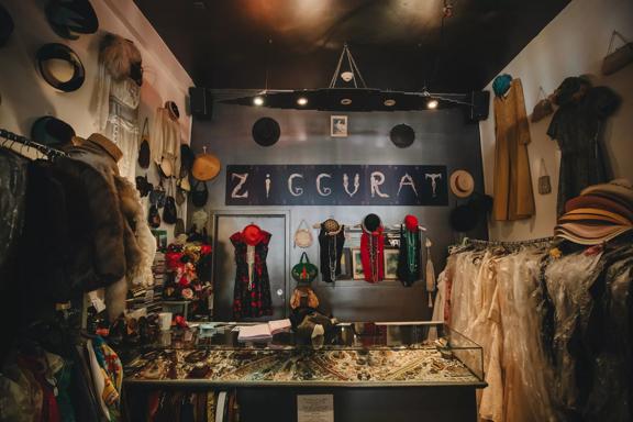 The interior of Ziggurat, a second-hand clothing store located on Cuba Street in Te Aro, Wellington.