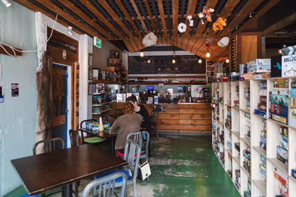 The interior of Counter Culture, a boardgame café and bar located on Victoria Street in Te Aro, Wellington.