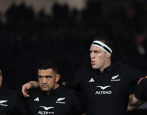 Four All Blacks players line up pre-match for the test match.