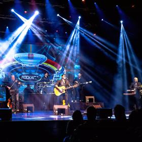 The Electric Light Orchestra (ELO) perform on stage.
