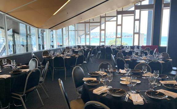 A meeting room set up for an event at the Te Wharewaka o Pōneke Function Centre.