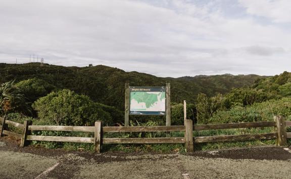 The entrance of the Salvation Bush Walk on Wrights Hill above Karori.