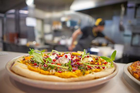 A pizza dish served at Long beach.