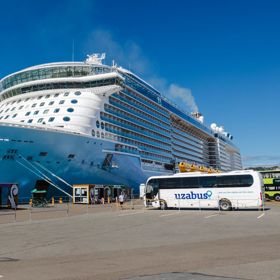 Cruise ship docked at CentrePort on Wellington waterfront.