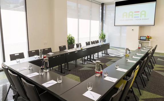 An AREA meeting room set up at Boulcott Suites, a five-star hotel located in Te Aro, Wellington.