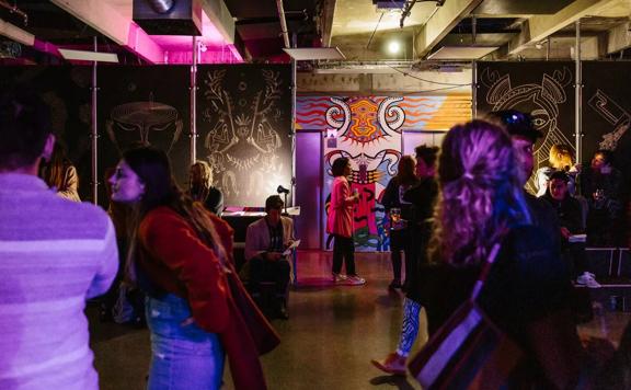 Two/fiftyseven, a coworking and events space located on Willis Street in Wellington Central during an event.