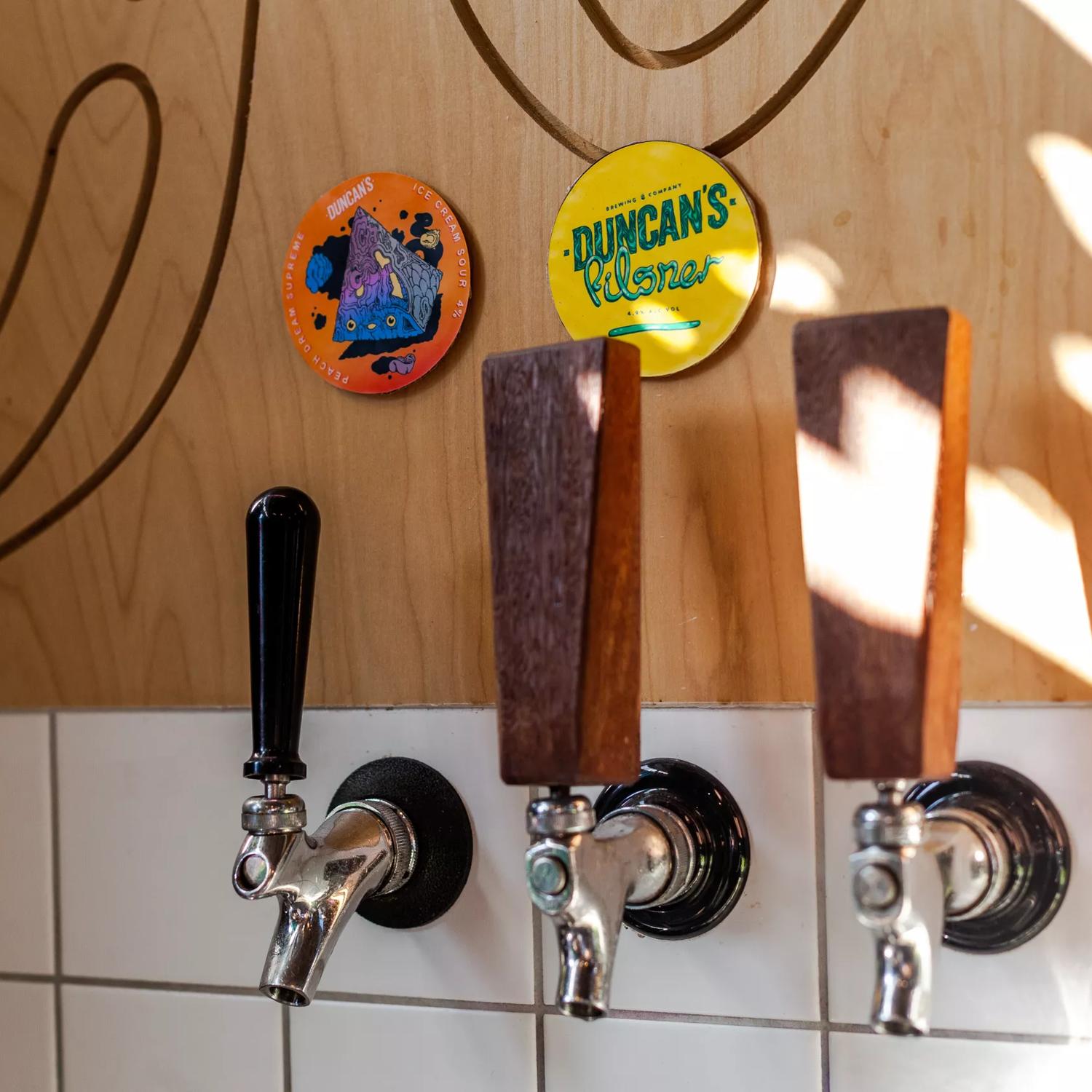 Beer on tap at Duncans Brewery.