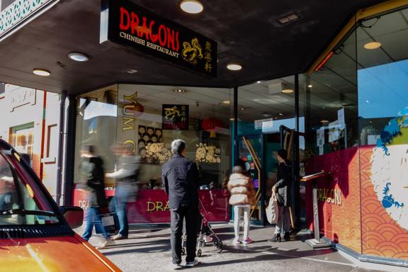 The exterior of Dragons Chinese restaurant.