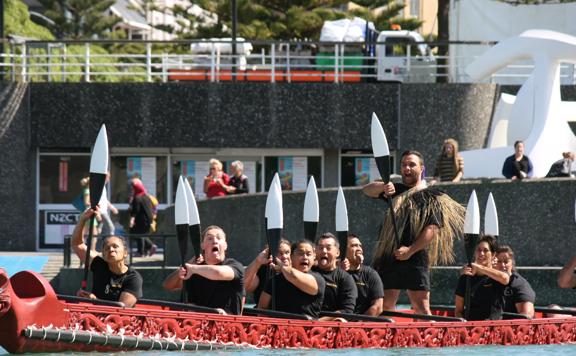 A Waka (canoe) in Frank Kitt Lagoon.