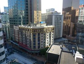 High view of buildings along Lambton Quay.