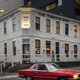 The exterior of Thistle Inn, the oldest standing tavern in New Zealand on Mulgrave street.