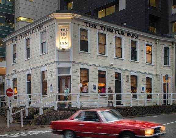 The exterior of Thistle Inn, the oldest standing tavern in New Zealand on Mulgrave street.