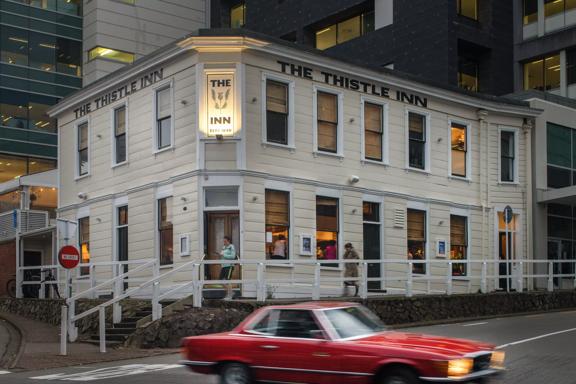 The exterior of Thistle Inn, the oldest standing tavern in New Zealand on Mulgrave street.