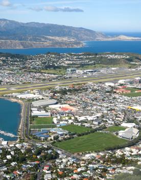 Aerial view of the runway at Wellington International Airport