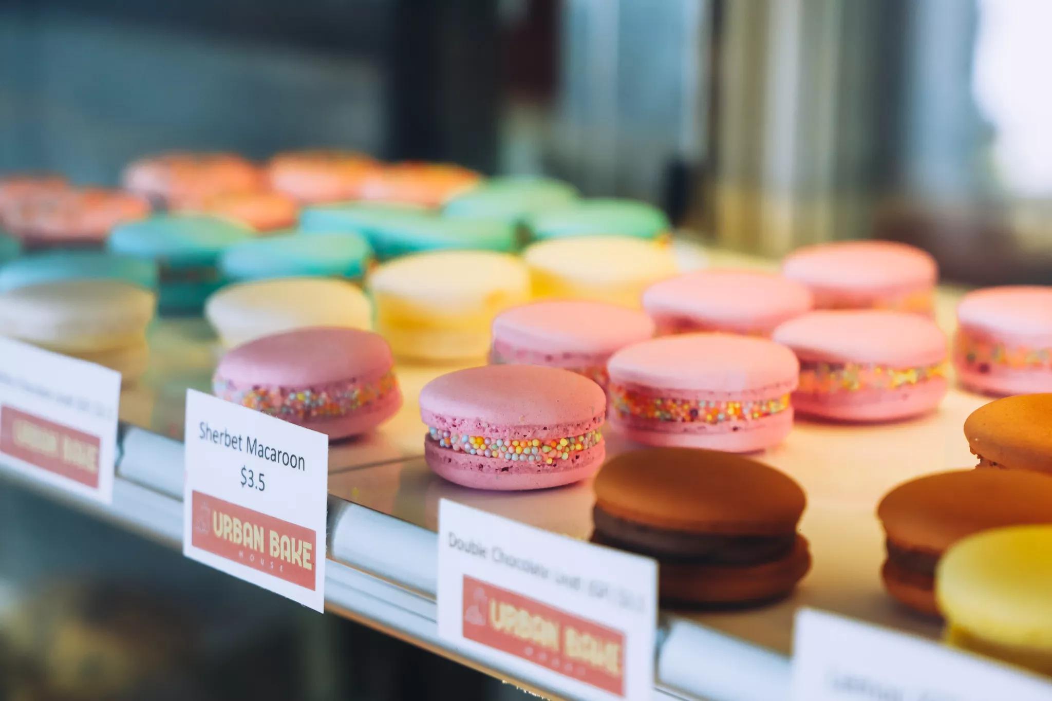 Sweet treats inside of a glass cabinet at Urban Bake House in Porirua.