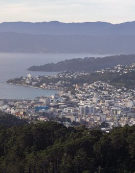 The Wrights Hill Fortress screen location, located in Karori overlooking Wellington from an old gun emplacement. The location includes historic monuments, underground landmarks, and tunnels.