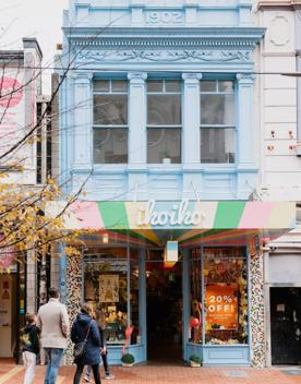 The storefront of Iko Iko, a colourful, quirky gift shop on Cuba Street in Te Aro. 