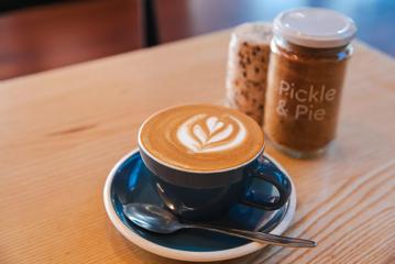 Close up of coffee made by Dough Bakery.