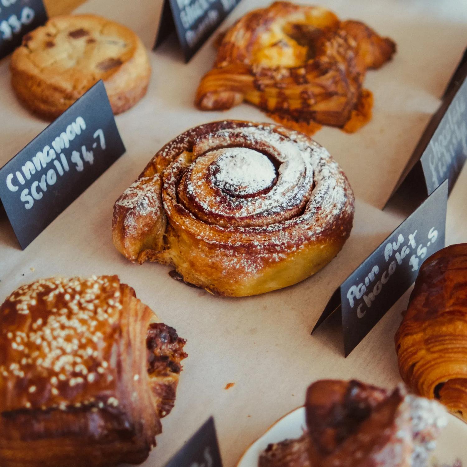 A close up of some sweet pastry sweets inside of Jean’s.