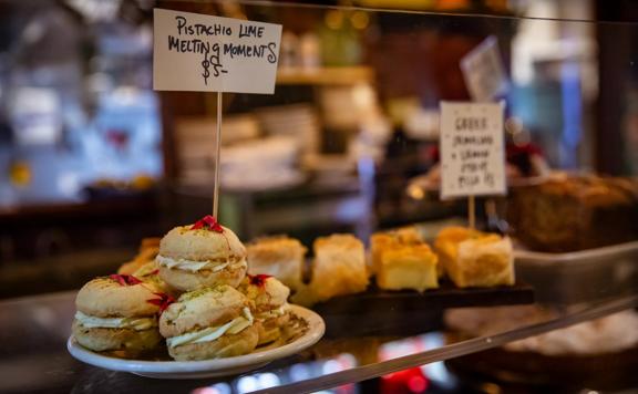 Pistachio lime melting moments in the cabinet at house of good fortune.