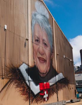 The mural of June Jackson by Graham Hoete (Mr G) on Wellington's waterfront.