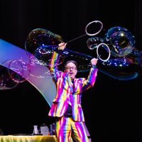 The Bubble Spectacular performance, where Dr Hubble conjures up a fun-filled, bubbly world.