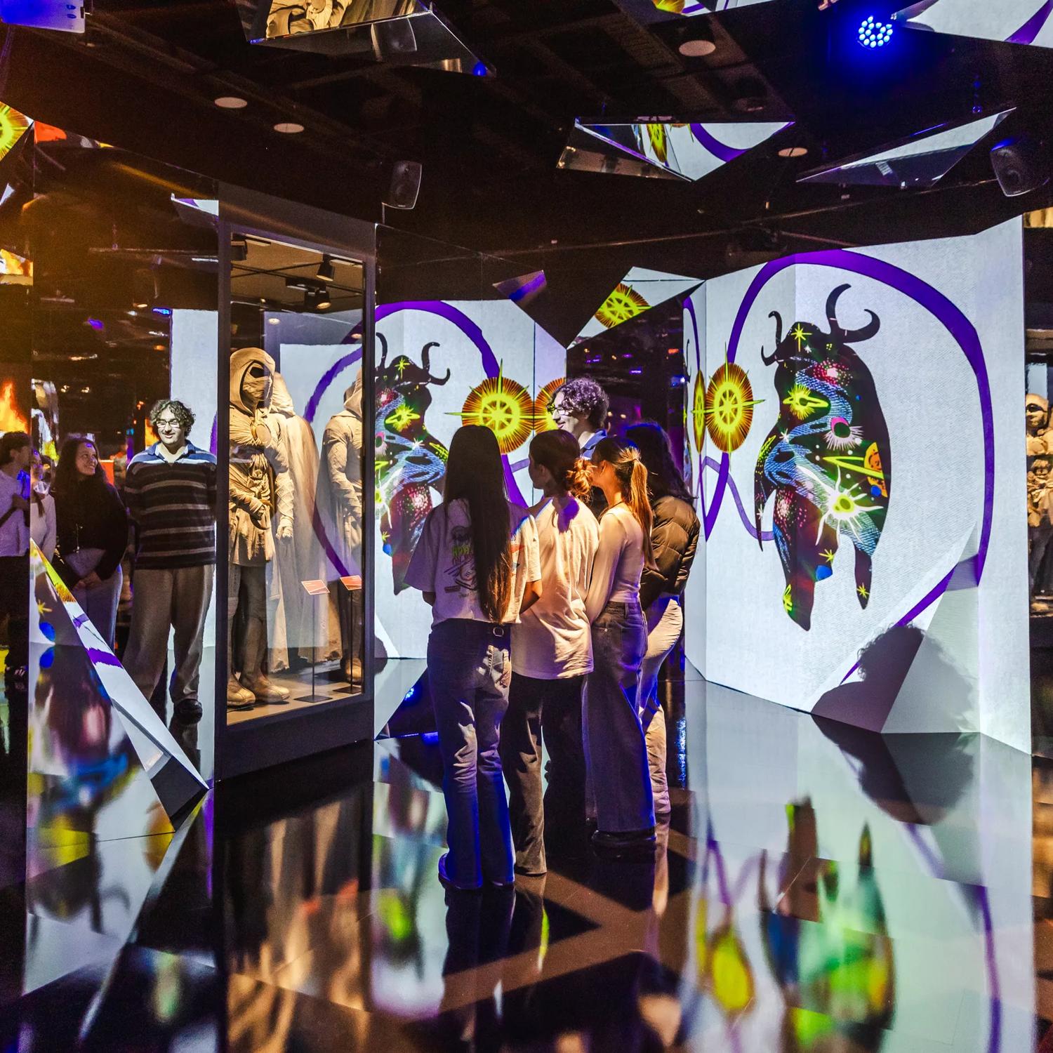 Inside Marvel Earth's Mightiest Exhibition, showcasing 80 years of Marvel history at Tākina Exhibition and Convention Centre in Te Aro, Wellington.