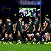 The All Blacks players before the All Blacks v France Lipovitan-D July Series in Wellington