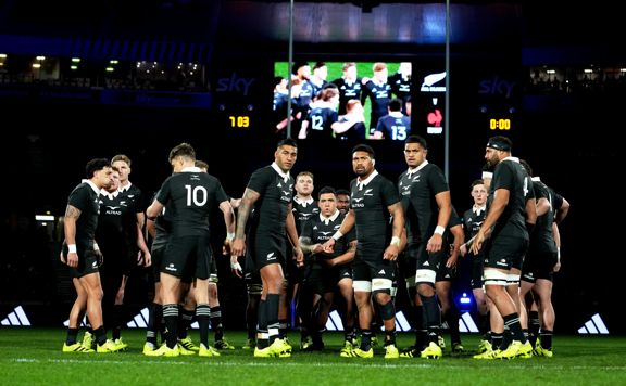 The All Blacks players before the All Blacks v France Lipovitan-D July Series in Wellington