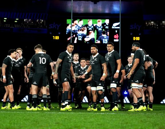 The All Blacks players before the All Blacks v France Lipovitan-D July Series in Wellington