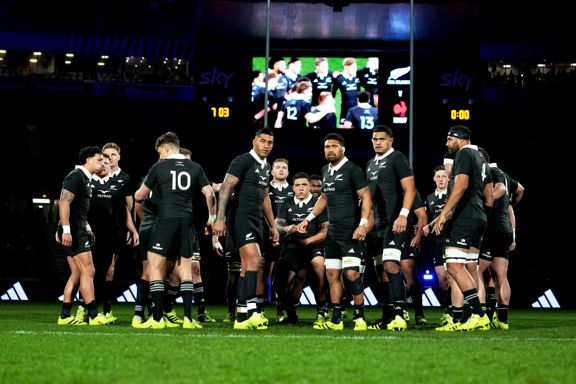 The All Blacks players before the All Blacks v France Lipovitan-D July Series in Wellington