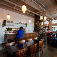 People dining inside Floriditas, a restaurant on Cuba Street in Te Aro Wellington. 