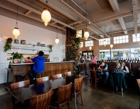 People dining inside Floriditas, a restaurant on Cuba Street in Te Aro Wellington. 