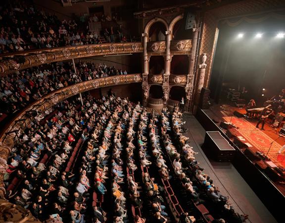 Inside Wellington’s St James Theatre during a concert performance.