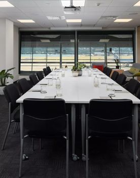 A conference room in Rydges overlooking the Wellington airport.
