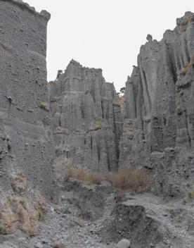 The unusual rock formations of the Putangirua Pinnacles in the Wairarapa region.