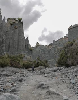 The unusual rock formations of the Putangirua Pinnacles in the Wairarapa region.
