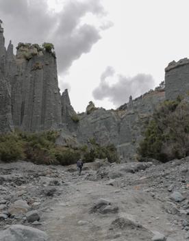 The unusual rock formations of the Putangirua Pinnacles in Wairarapa.