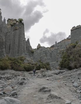The unusual rock formations of the Putangirua Pinnacles in the Wairarapa region.