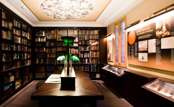 The library room at the exhibition at Space Place, located at Carter Observatory in Kelburn, Wellington. 