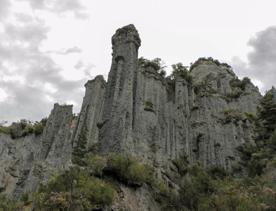 The unusual rock formations of the Putangirua Pinnacles in the Wairarapa region.