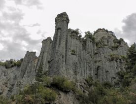 The unusual rock formations of the Putangirua Pinnacles in the Wairarapa region.