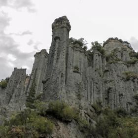 The unusual rock formations of the Putangirua Pinnacles in Wairarapa.