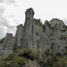 The unusual rock formations of the Putangirua Pinnacles in the Wairarapa region.