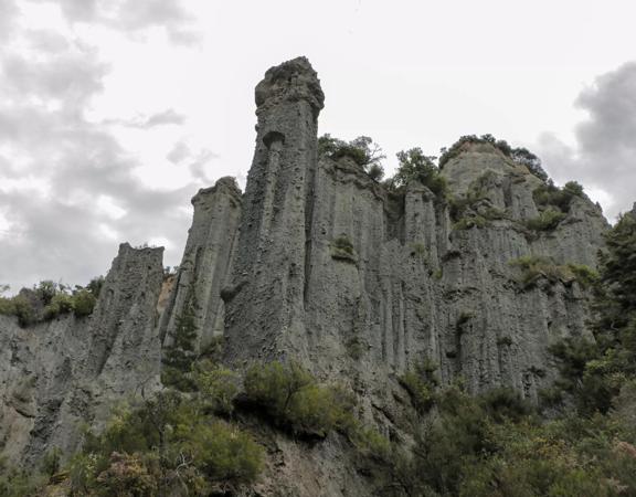 The unusual rock formations of the Putangirua Pinnacles in the Wairarapa region.