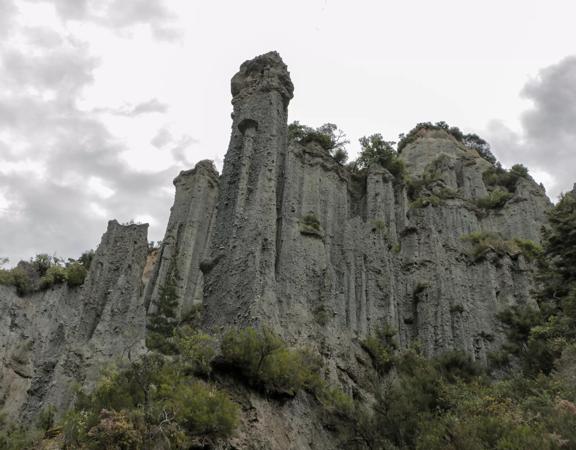 The unusual rock formations of the Putangirua Pinnacles in Wairarapa.