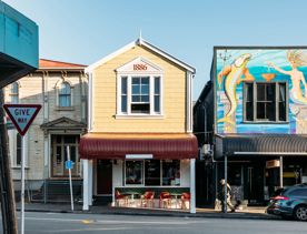 The exterior of Rosella Wine Bar. The two-story 1886 house on Majoribanks Street in Mount Victoria in Wellington.